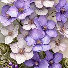 Схема вышивки «ветка гортензии»