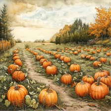 Схема вышивки «Pumpkin field»