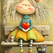 Схема вышивки «девочка с сердечком»