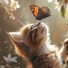 Схема вышивки «Котейка с бабочкой»