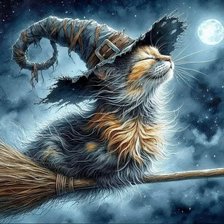 Схема вышивки «Kot na miotle blendy»