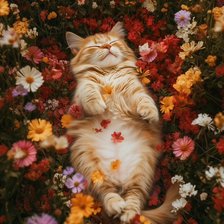 Схема вышивки «Котенок в цветах»