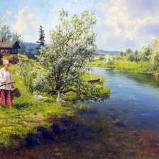 Схема вышивки «Владимир Жданов. Хуторок на Рачевских родниках.»