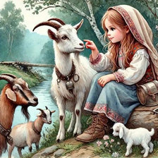 Схема вышивки «ДЕВОЧКА с КОЗОЙ»