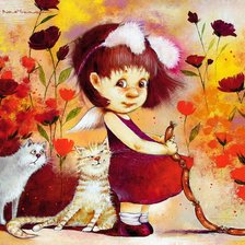 Схема вышивки «коты и ангелы4»