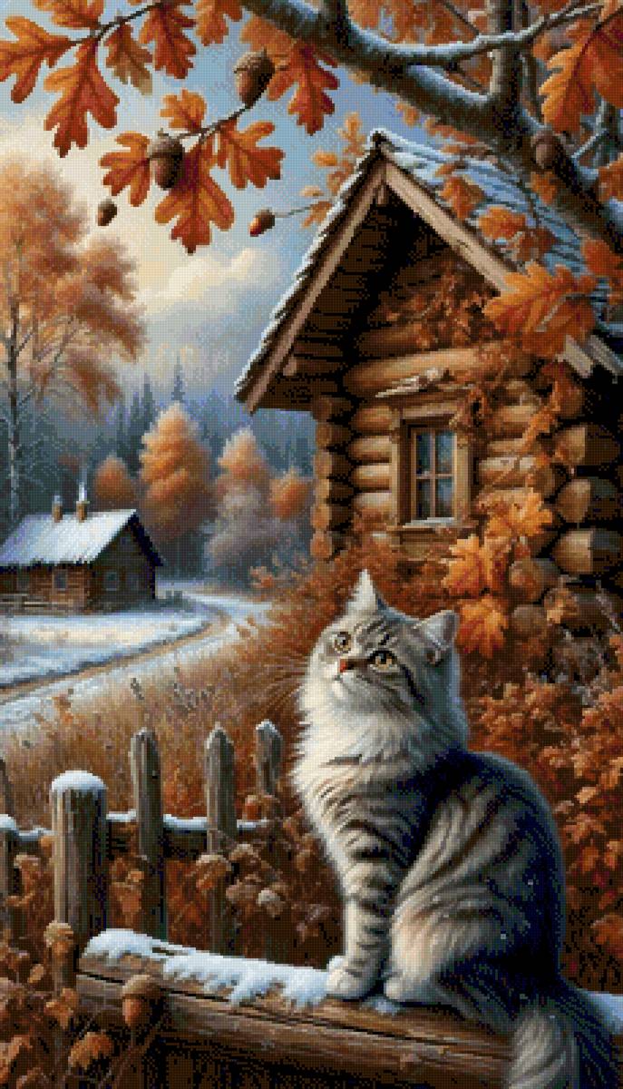 №2932337 - котик, деревня, зима - предпросмотр