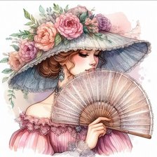 Схема вышивки «Dama con sombrero»