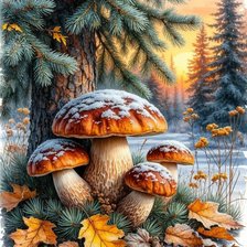 Схема вышивки «грибы»