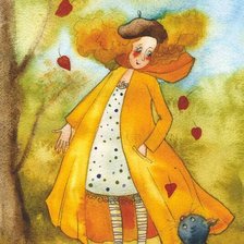 Схема вышивки «девушка и кот»