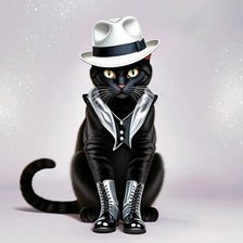 Схема вышивки «Чёрный кот в шляпе»