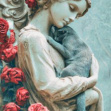 Схема вышивки «Статуя с кошкой»