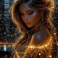 Схема вышивки «Девушка в ночном городе»