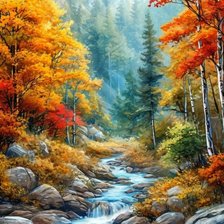 Схема вышивки «осень в горах»