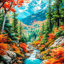 Схема вышивки «горы осенью»