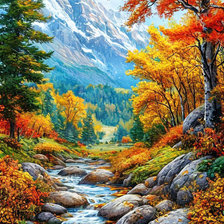 Схема вышивки «горы осенью»