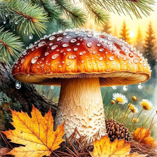 Схема вышивки «белый гриб под дождем»