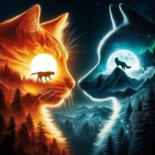 Схема вышивки «Кот и волк»