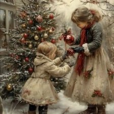 Схема вышивки «Decorating the tree»