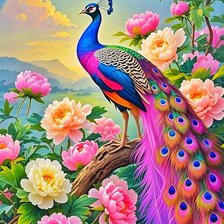 Схема вышивки «павлин»