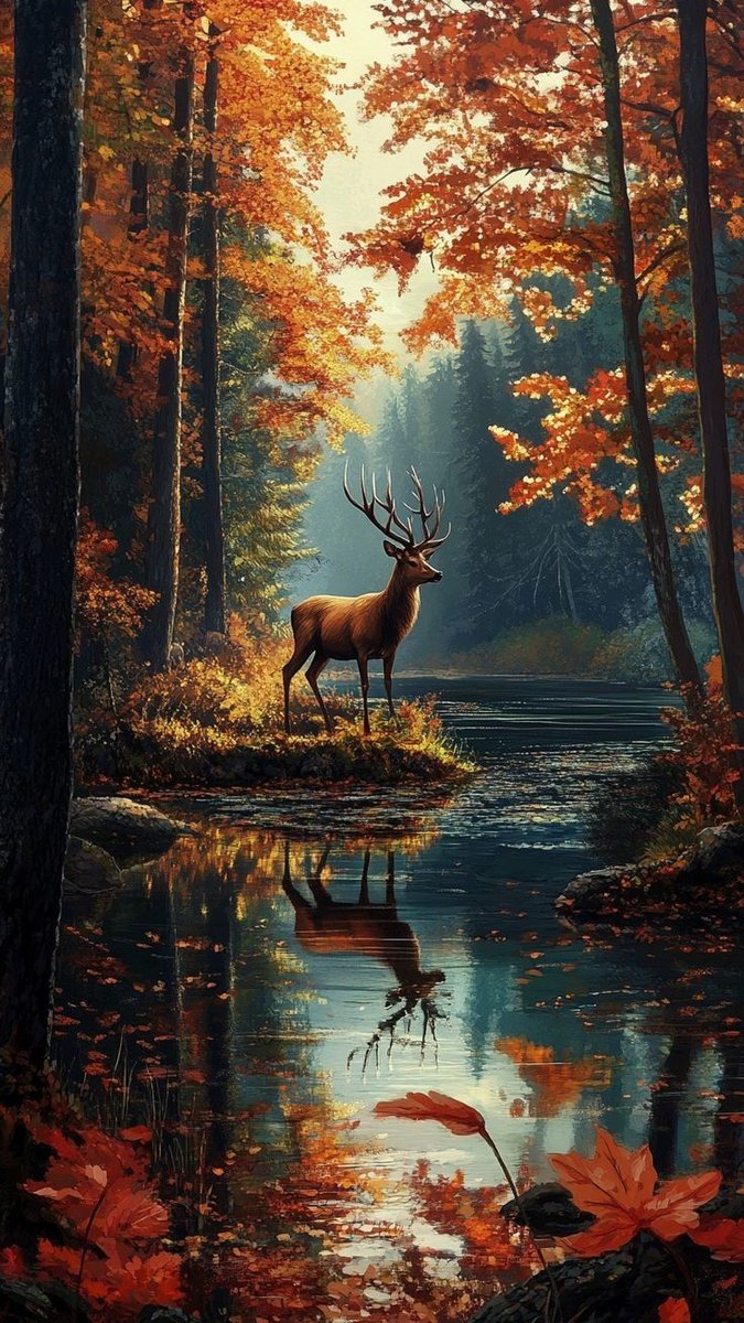 олень в лесу - олень - оригинал