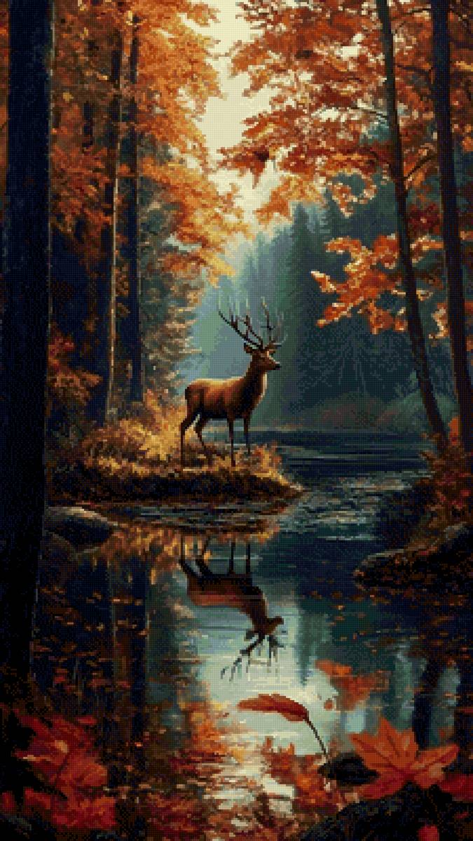 олень в лесу - олень - предпросмотр