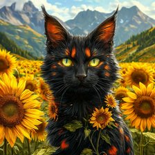 Схема вышивки «Кот в подсолнухах»