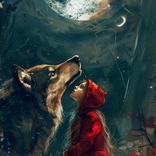 Схема вышивки «Красная Шапочка и Серый Волк»