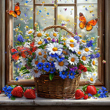 Схема вышивки «Корзина полевых цветов»