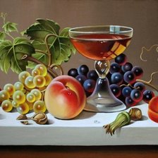 Схема вышивки «Натюрморт с персиком и бокалом»