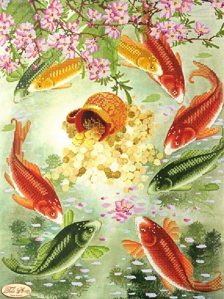 Хранители клада - рыбки, рассыпанные монеты - оригинал