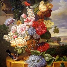 Схема вышивки «Натюрморт с птичкой»