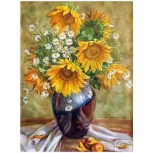 Схема вышивки «Посолнухи с ромашками»