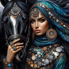 Схема вышивки «Девушка с конем»