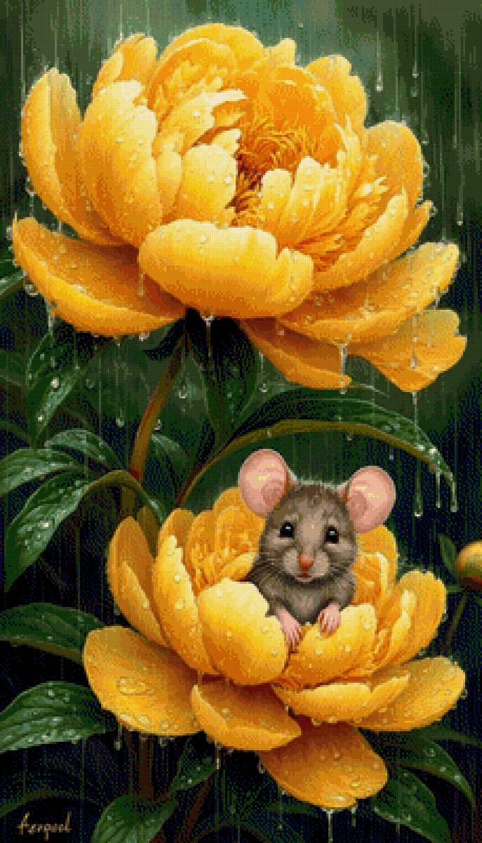 мышь в розах - мыши - предпросмотр
