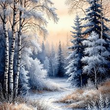 Схема вышивки «В ЗИМНЕМ ЛЕСУ»