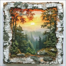 Схема вышивки «Пейзаж в бересте»