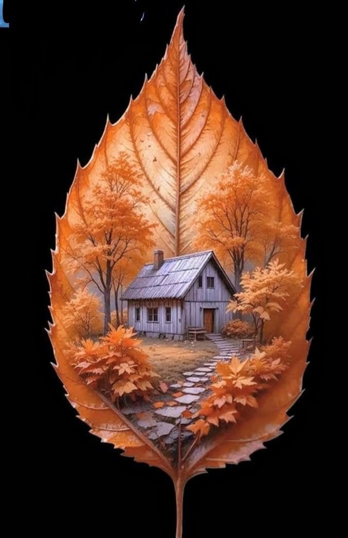 Охотничий домик - домик, осень, лес, деревья - оригинал