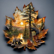 Схема вышивки «Закат в осеннем лесу»