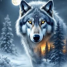 Схема вышивки «волк»