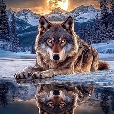 Схема вышивки «волк»