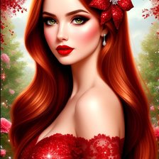 Схема вышивки «Девушка в красном»