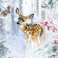 Схема вышивки «олененок зимой»