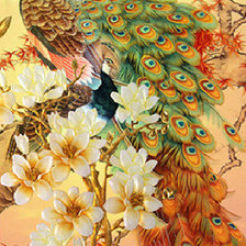 Схема вышивки «Павлины и цветы»
