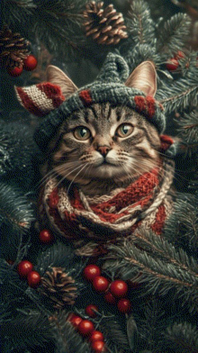 Котик в шапке - предпросмотр