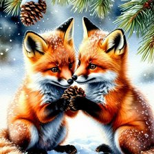 Схема вышивки «Лисята»