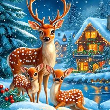 Схема вышивки «олени»