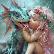 Схема вышивки «девочка с драконом»