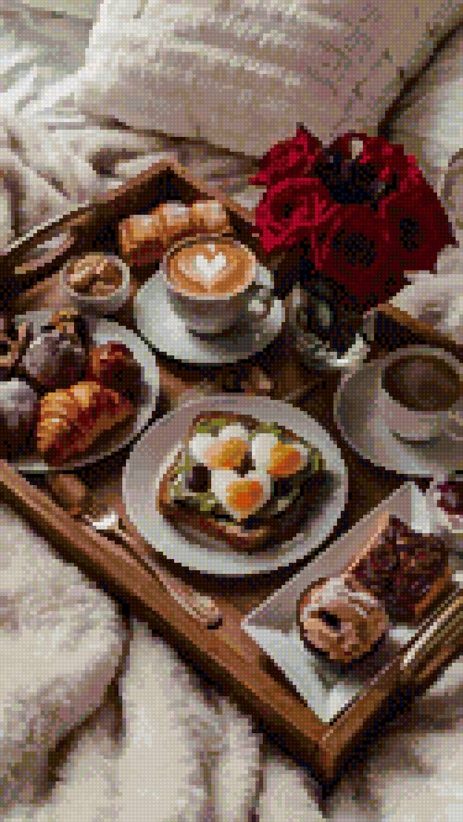 Завтрак в постель - печенье, завтрак, ягоды, кофе - предпросмотр