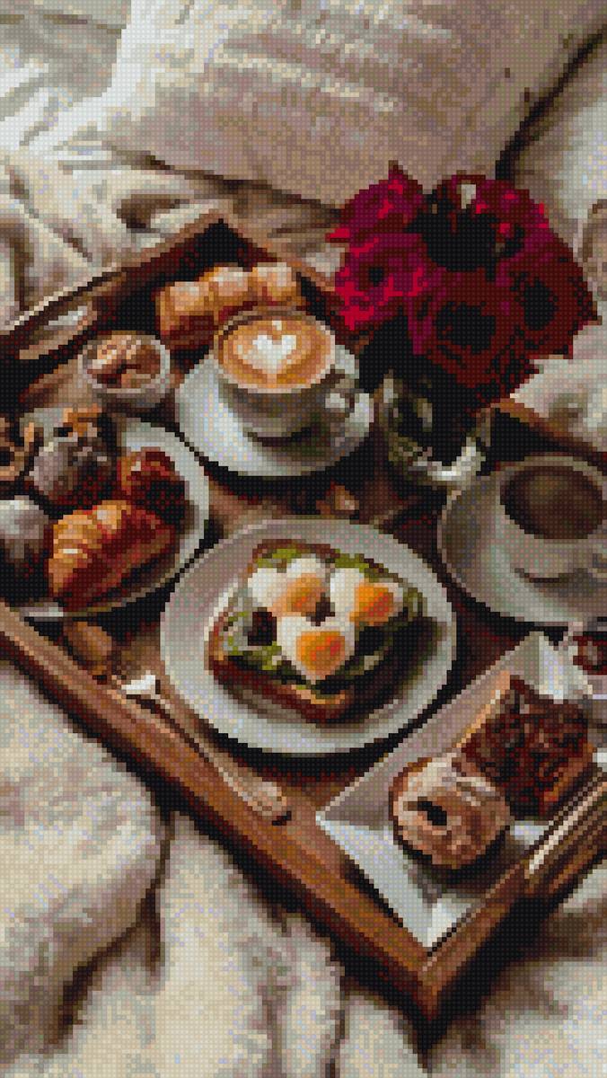 Завтрак в постель - печенье, кофе, завтрак, ягоды - предпросмотр