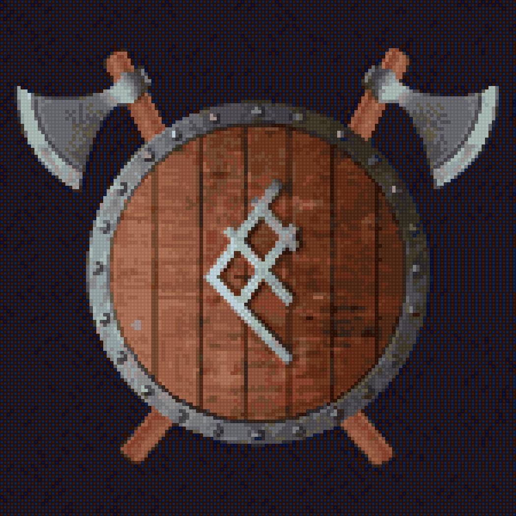 Клановый щит - руны, викинги, топоры, клан, щит - предпросмотр